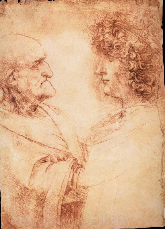LEONARDO da Vinci Profiles of a young and an old man